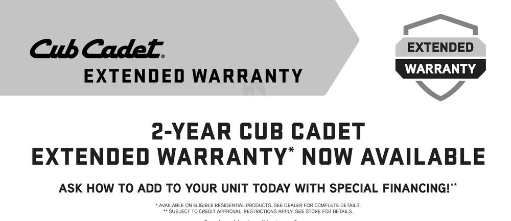 .Extended Warranty Option Diagram and Parts List for SC300 (12AVA2M5710)(2019) Cub Cadet Lawn Mower